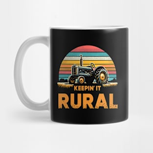 Keeping It Rural Retro Sunset Tractor Mug